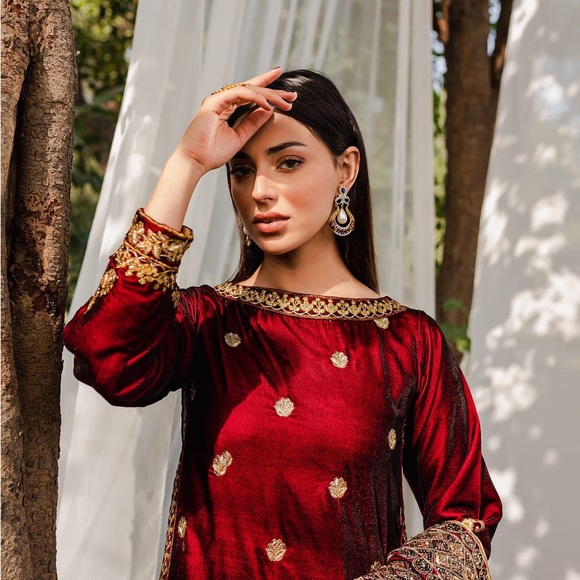 BNWT Velvet 3 Piece Bridal Pakistani Suit - Picture 7 of 14